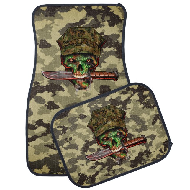 Zombie Dagger Soldier Military Camo  Car Floor Mat (Set)