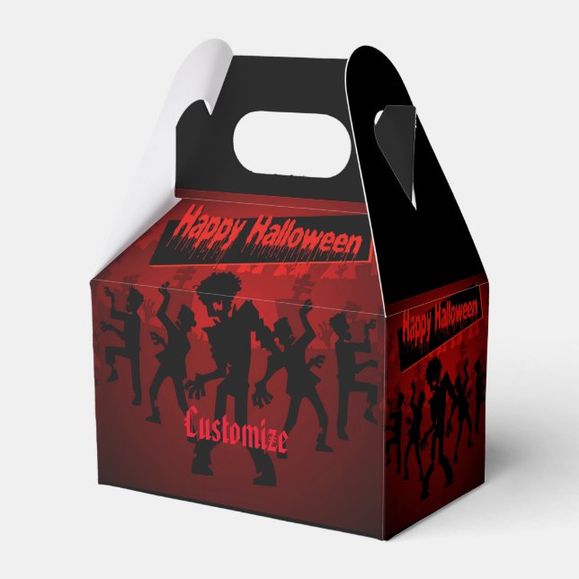 Zombie Dance Party Happy Halloween Gable Favor Boxes (Front Side)