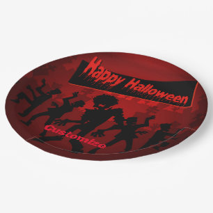 Zombie Dance Party Happy Halloween Paper Plates