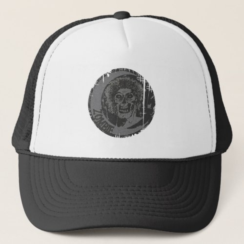 Zombie_DarkGrey Distressed Face Staring at you Trucker Hat