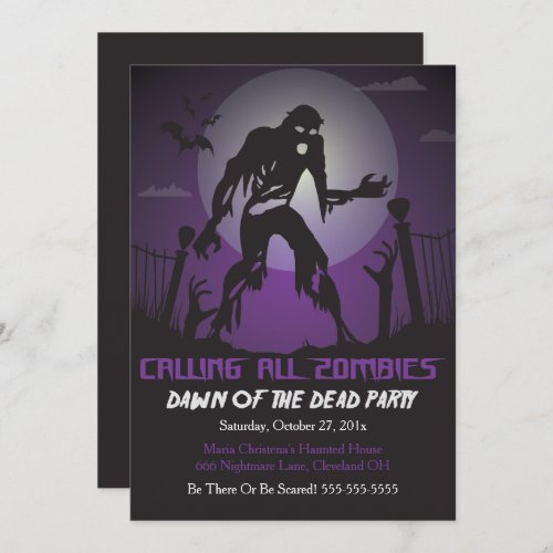 Zombie Dawn Of The Dead Halloween Party Invitation