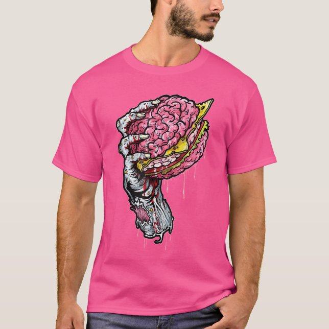 Zombie Dead Brain Hamburger Halloween Horror Humor T-Shirt (Front)