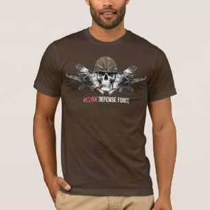Zombie Defense Force Winged Skull with Helmet T-Shirt
