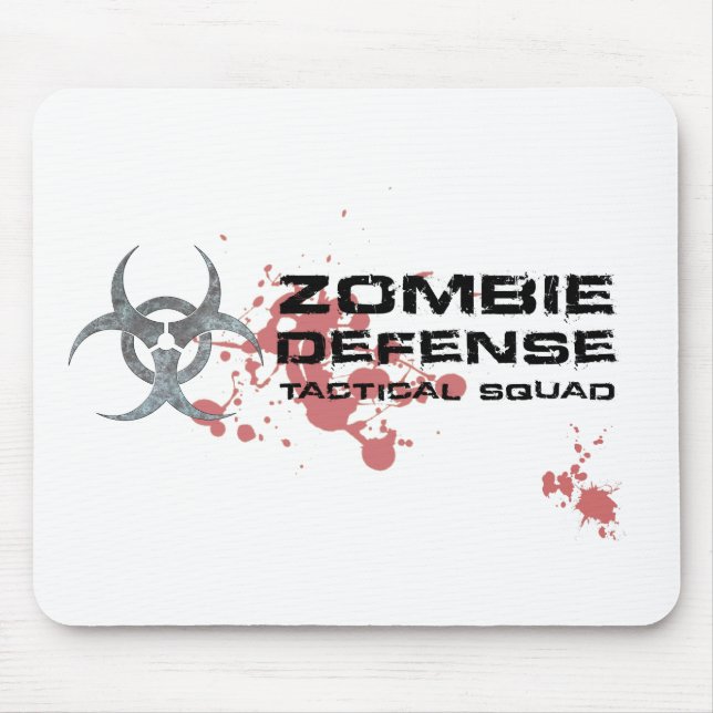 Zombie Defense Tactical Squad mousepad white (Front)