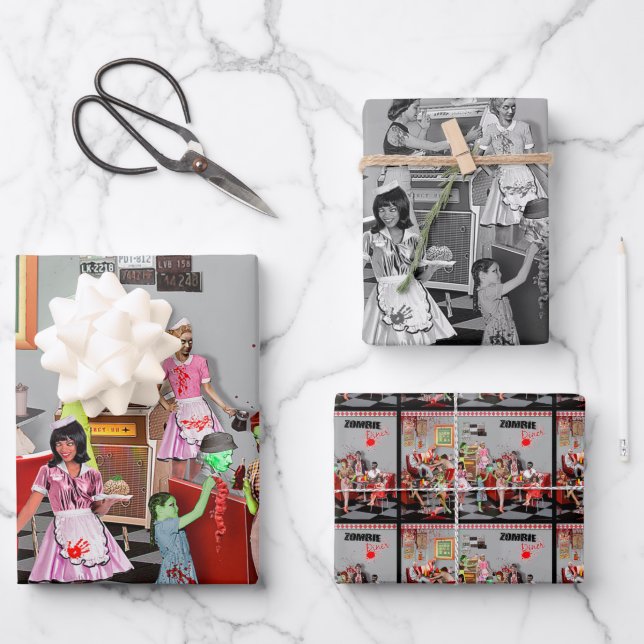 Zombie Diner Wrapping Paper Sheets (Front)