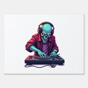 Zombie DJ � Music Festival Halloween Tee Sign