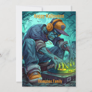 Zombie DJ Rave Halloween Party Vibes Card