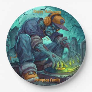 Zombie DJ Rave Halloween Party Vibes Paper Plates