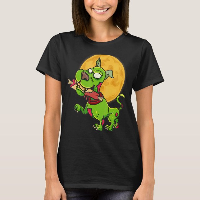 Zombie Dog Full Moon Halloween Costume T-Shirt (Front)