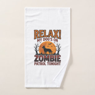 Zombie Dog Patrol Vintage Halloween Shirt Design_1 Hand Towel
