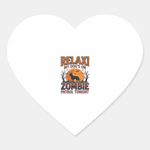 Zombie Dog Patrol Vintage Halloween Shirt Design_1 Heart Sticker