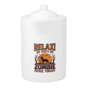 Zombie Dog Patrol Vintage Halloween Shirt Design_1 Teapot