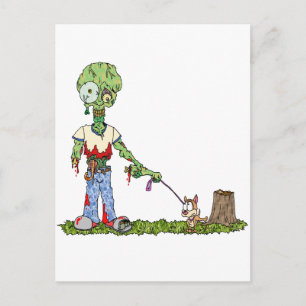 Zombie Dog Walker Postcard