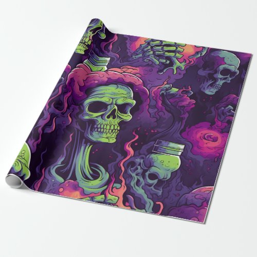 Zombie Drinking Brains Wrapping Paper