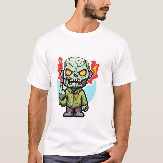 ZOMBIE dude middle finger halloween easy costume  T-Shirt (Front)