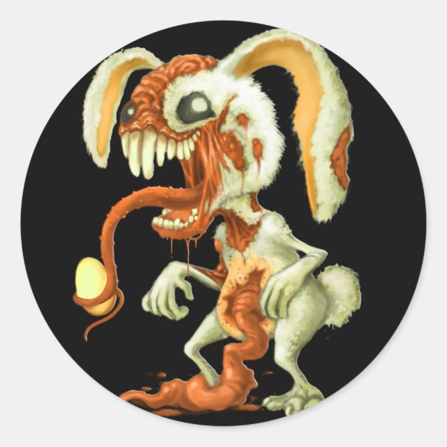 Zombie Easter Bunny Classic Round Sticker (Front)
