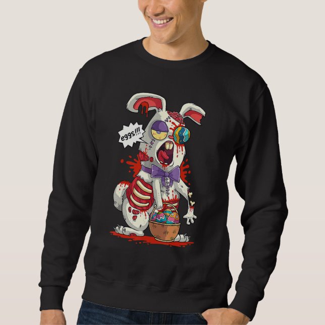 Zombie Easter Bunny Easter Egg Scary Easter Adult Sweatshirt (Front)