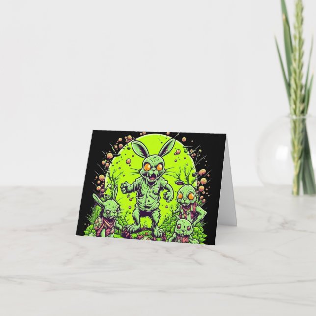 Zombie Easter Bunny Holiday Card (Front)