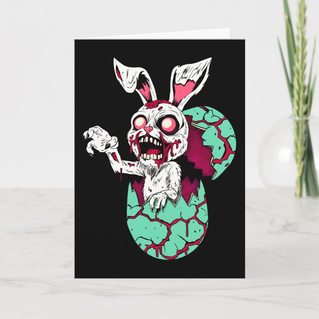 Zombie Easter Bunny Holiday Card (Front)