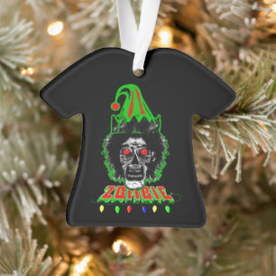 ZOMBIE ELF on Black Ornament