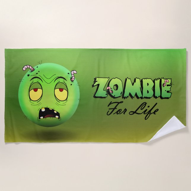 Zombie Emoji Beach Towel (Front)
