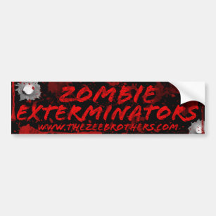Zombie Exterminators Black Blood & Bullets Sticker