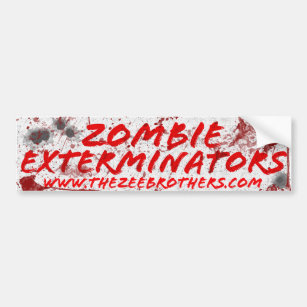 Zombie Exterminators White Blood & Bullets Sticker