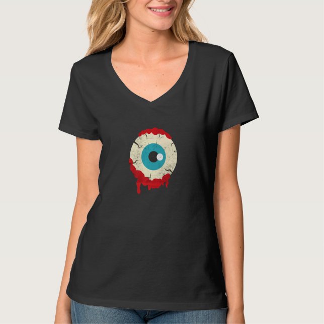 Zombie Eyeball Halloween Party Scary Zombies Famil T-Shirt (Front)