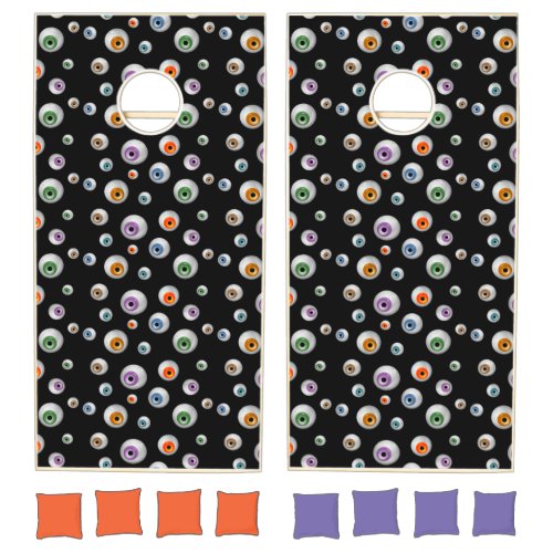 Zombie Eyeballs Black Colorful Spooky Beanbag Cornhole Set