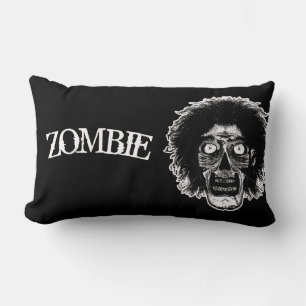 ZOMBIE -Face -Black & White Lumbar Pillow
