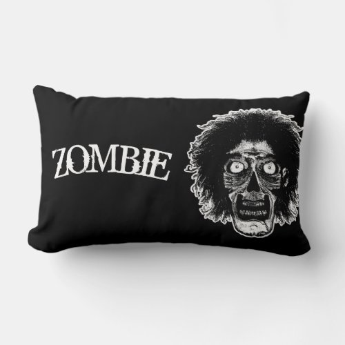 ZOMBIE _Face _Black  White Lumbar Pillow