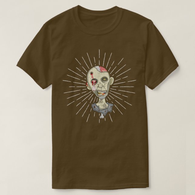 Zombie Face Brain Halloween Zombies Creepy Ghoul S T-Shirt (Design Front)