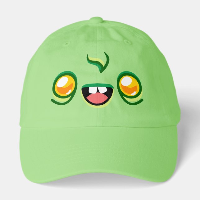 Zombie Face - Happy Jump Light Green Hat (Front)