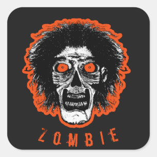 ZOMBIE Face - Orange Eyes Hair Square Sticker