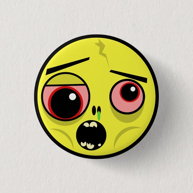 Zombie Face Pinback Button (Front)
