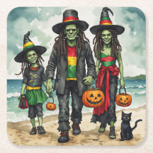 Zombie Family Beach Halloween Plate