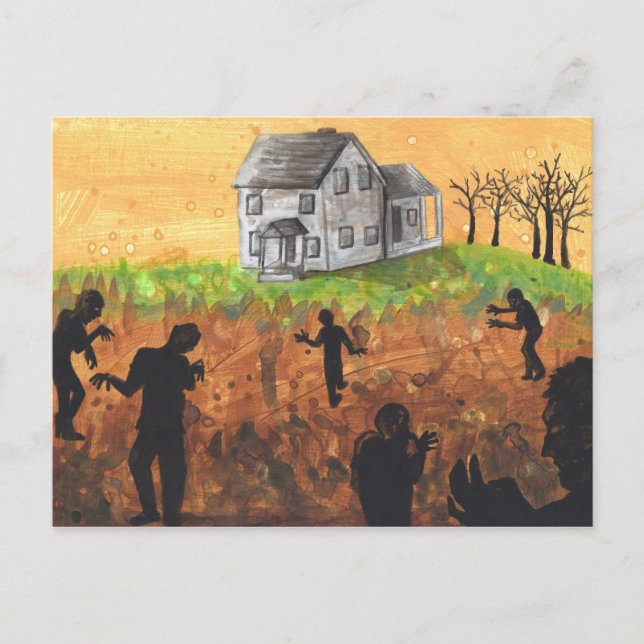 Zombie Farm silhouette dark art horror postcard (Front)