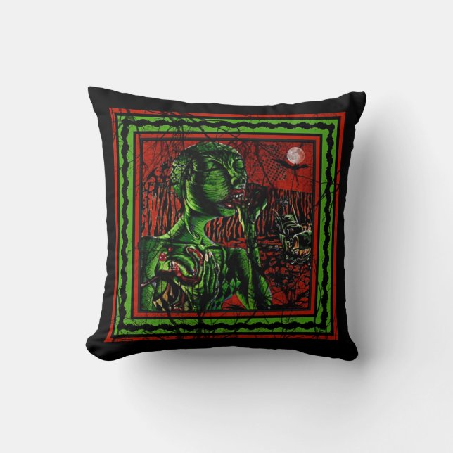 Zombie Feasting Throw Pillow (Front)