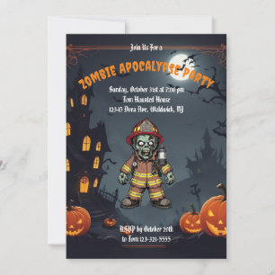 Zombie Firefighter. Zombie Apocalypse Party Invitation