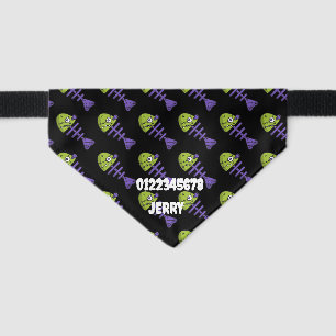 Zombie Fish Custom Name & Phone Number Cat Pet Bandana Collar