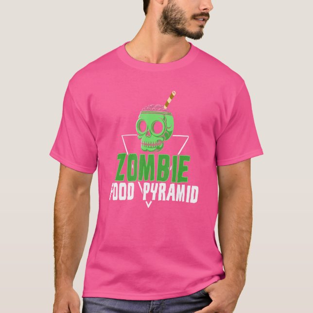 Zombie Food Pyramid Balanced Diet Dieters T-Shirt (Front)