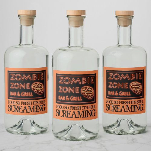 Zombie Food So Fresh Still Screaming Halloween Liquor Bottle Label