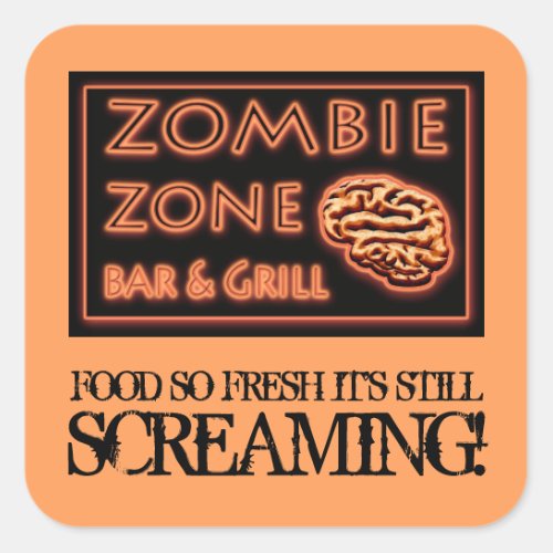 Zombie Food So Fresh Still Screaming Halloween Square Sticker