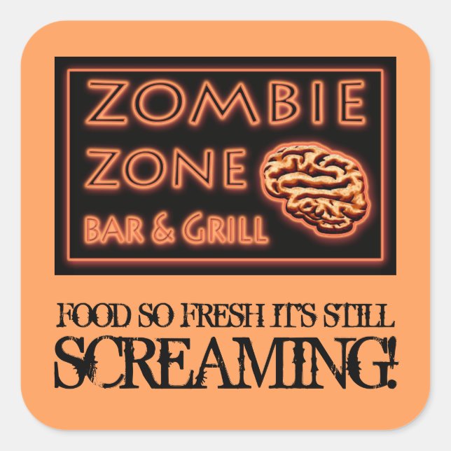 Zombie Food So Fresh Still Screaming Halloween Square Sticker (Front)