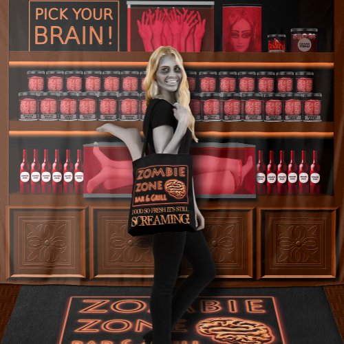 Zombie Food Store Brains Limbs Eyeballs Halloween Tapestry