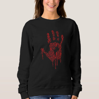 Zombie For Zombies Hand Print In Halloween Sweatshirt