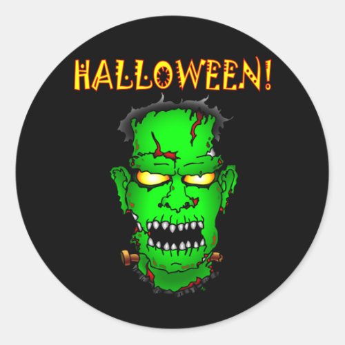Zombie Frankenstein Classic Round Sticker