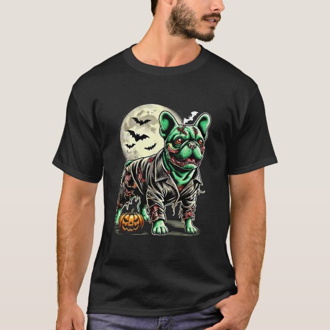 Zombie French Bulldog Halloween Dog Undead Puppy C T-Shirt (Front)