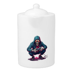 Zombie Gamer – Funny Halloween Gaming Shirt Teapot