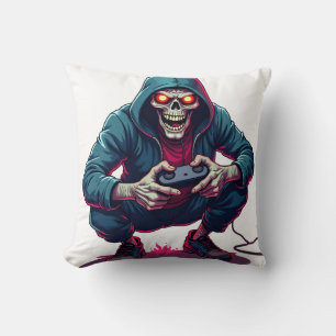 Zombie Gamer � Funny Halloween Gaming Shirt Throw Pillow